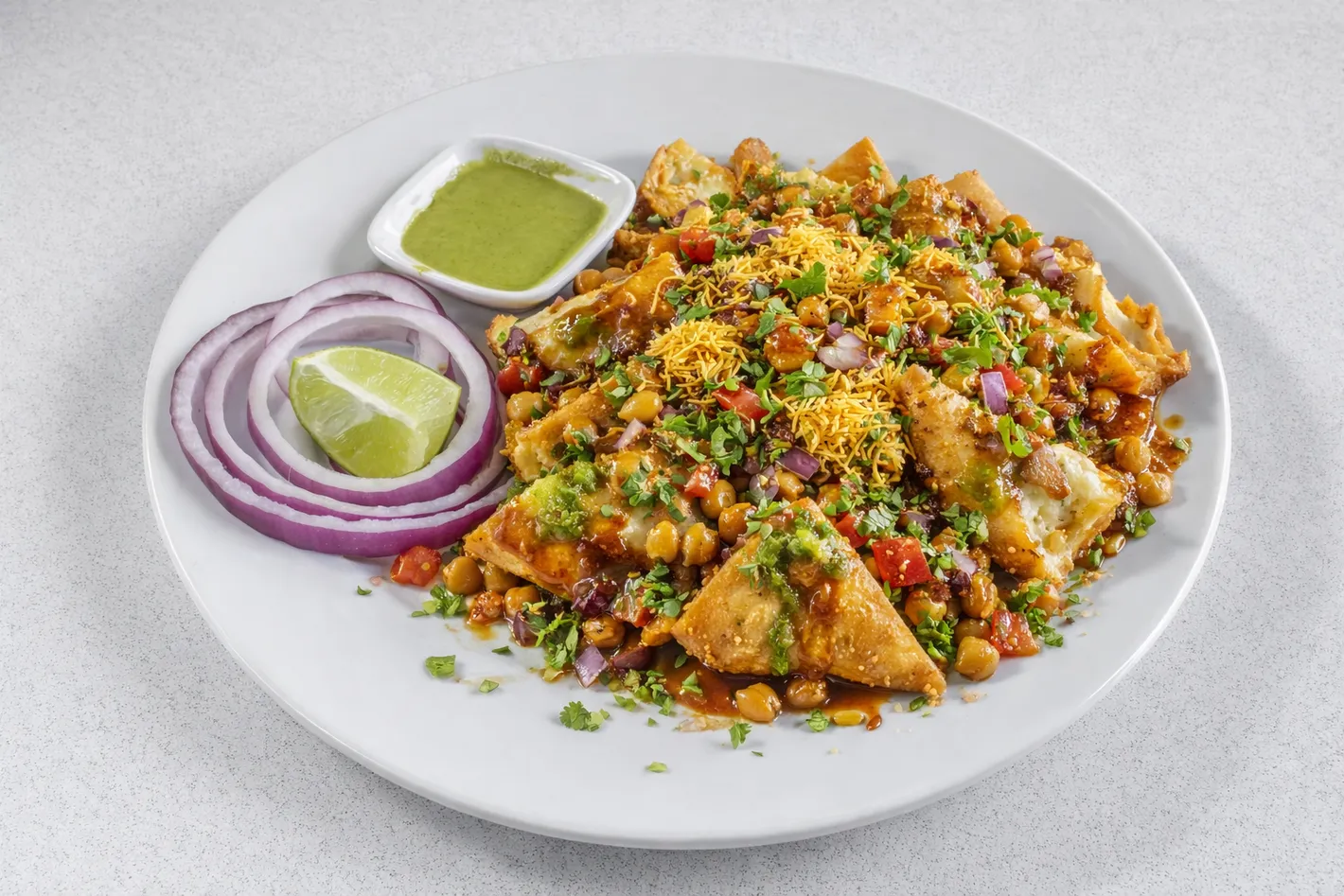 Samosa Chaat at Kissan Restaurant & Sweets in Tamarack, Edmonton, AB